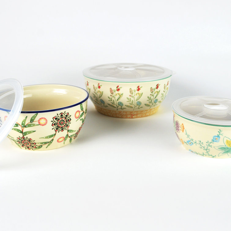 Ella Multicolor Ceramic Storage Bowls Set with Lids