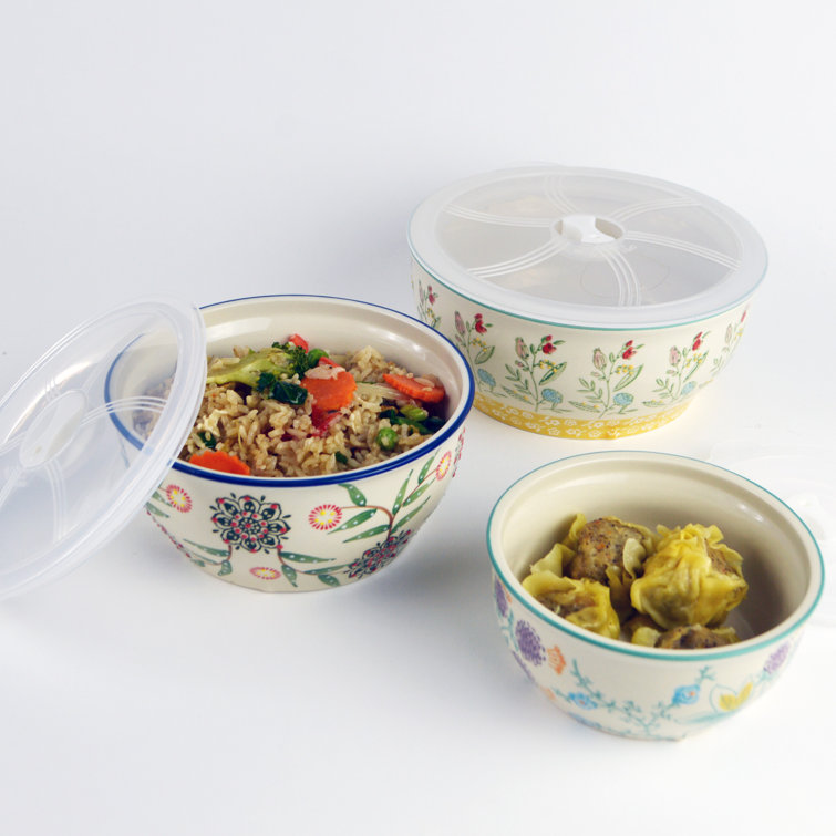 Ella Multicolor Ceramic Storage Bowls Set with Lids
