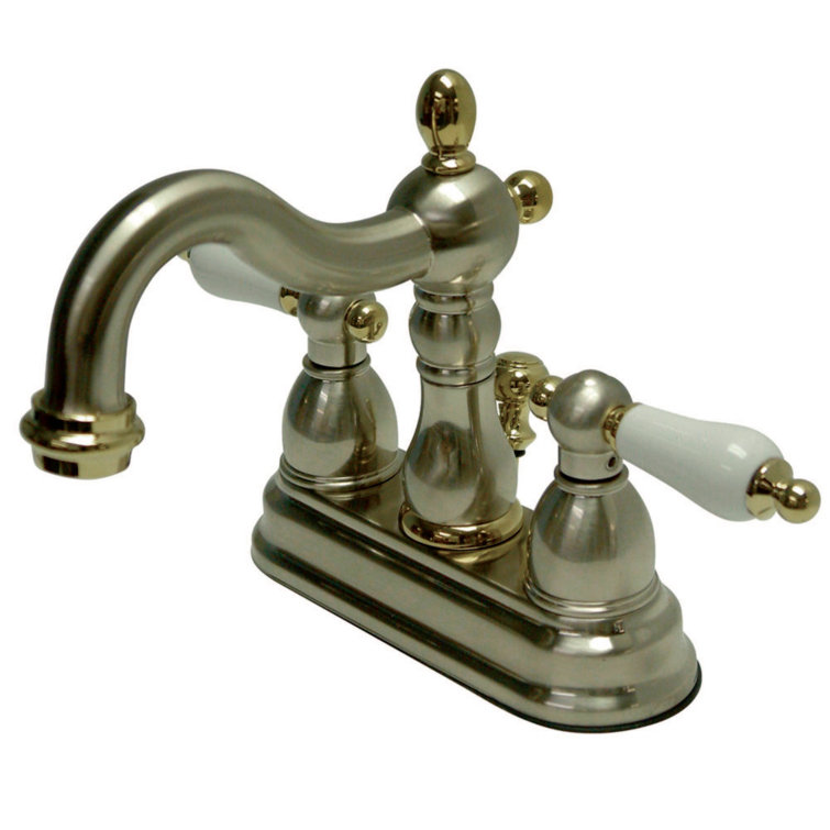 Heritage Dual-Tone Centerset Lavatory Faucet with Porcelain Lever