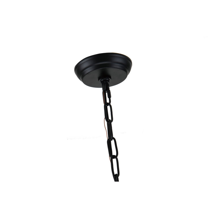 Rustic Farmhouse 6-Light Wagon Wheel Chandelier with Vintage Wood & Black Detail