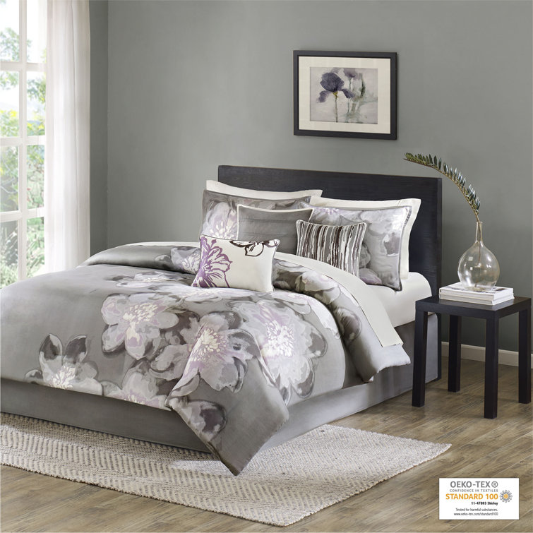 Serena Gray Cotton 7-Piece Queen Comforter Set