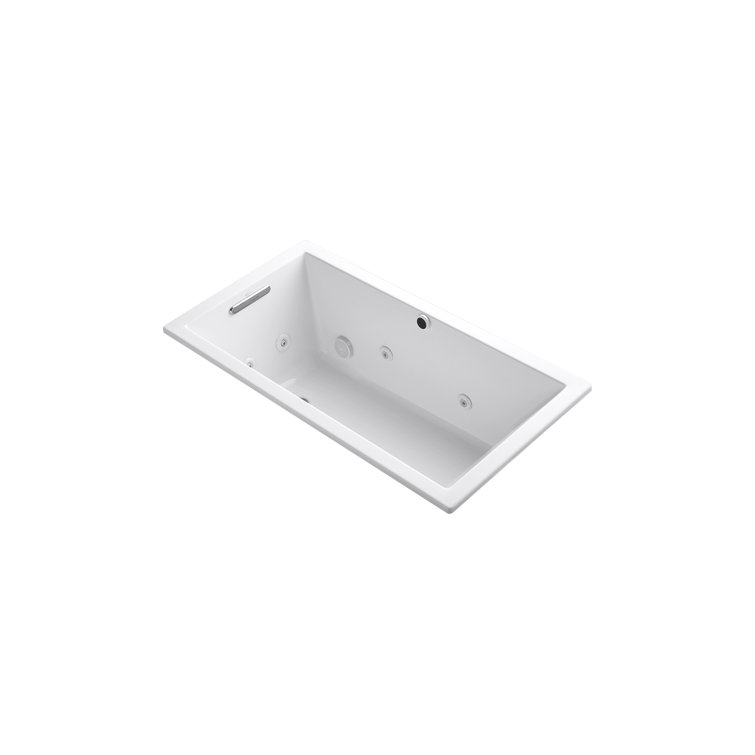 White Acrylic 60" x 32" Drop-In Heated Whirlpool Bathtub