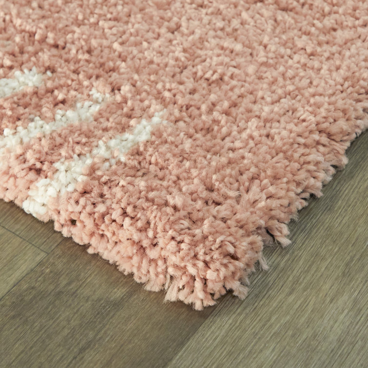 Sherpa Cozy Kids' Geometric Shag Area Rug, Pink 4' x 6'