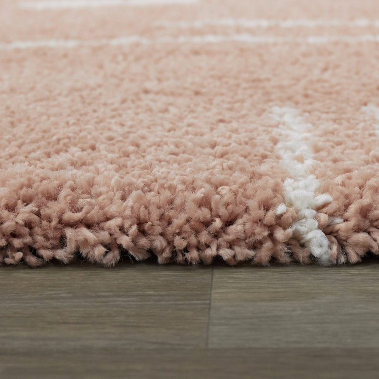 Sherpa Cozy Kids' Geometric Shag Area Rug, Pink 4' x 6'