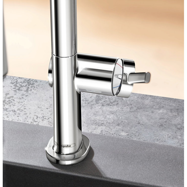 17" Polished Nickel Brass Pull-Down Kitchen Faucet with Spray