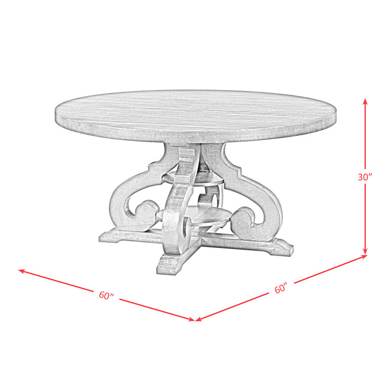 White Round Reclaimed Wood Pedestal Dining Table for Six