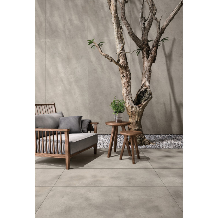Large 12" x 23" Matte Gray Porcelain Stone Look Tile