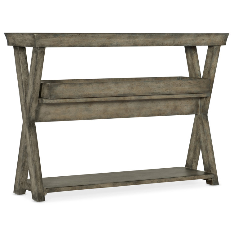 Gray Oak Veneer Transitional Console Table with Removable Tray