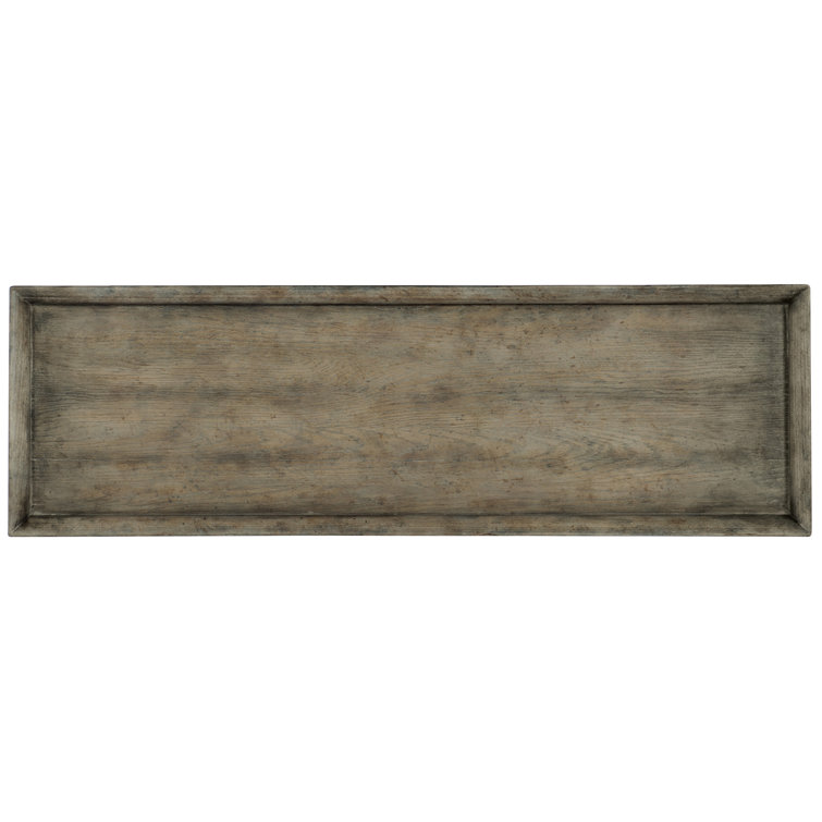 Gray Oak Veneer Transitional Console Table with Removable Tray