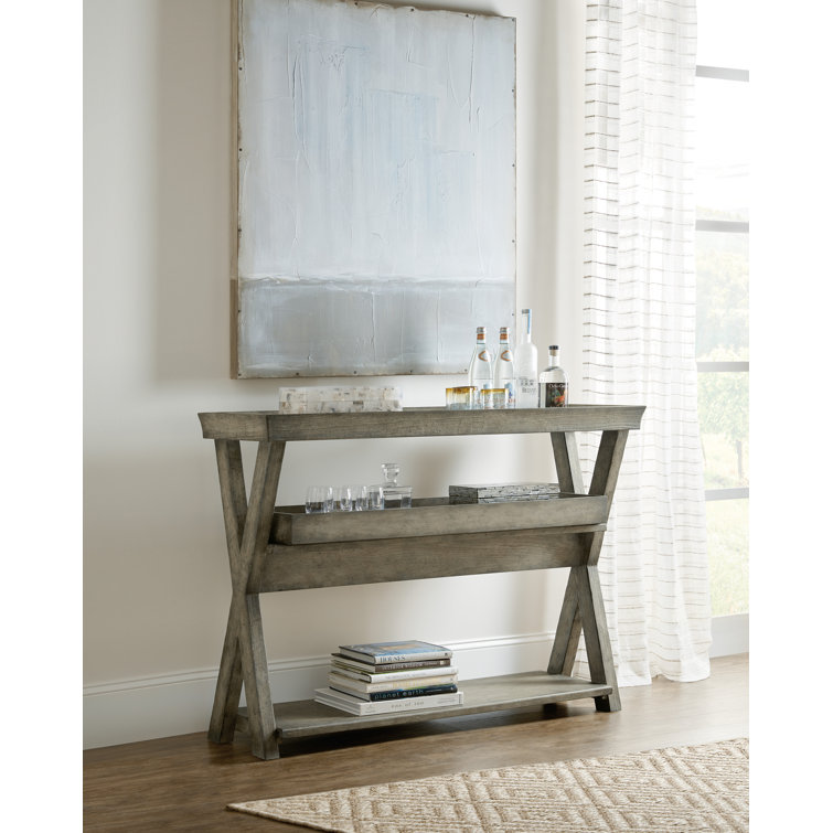 Gray Oak Veneer Transitional Console Table with Removable Tray