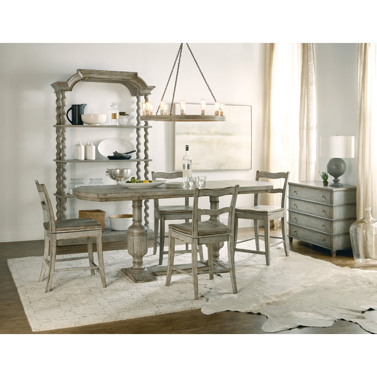 Gray Wood Transitional Etagere Bookcase with Rope Twist Posts