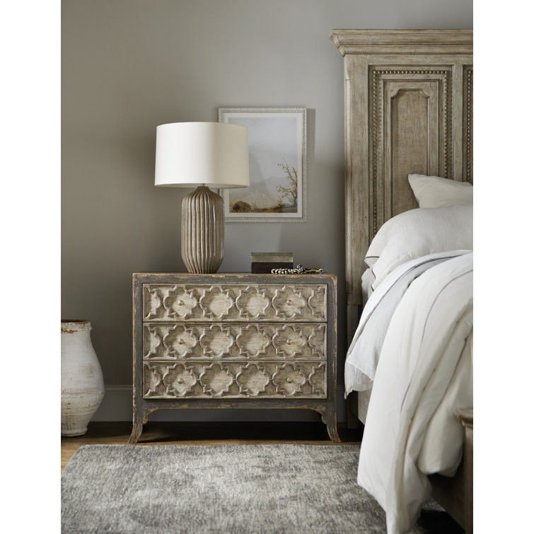Gray Glam 38.5" Maple Nightstand with Soft Close Drawer