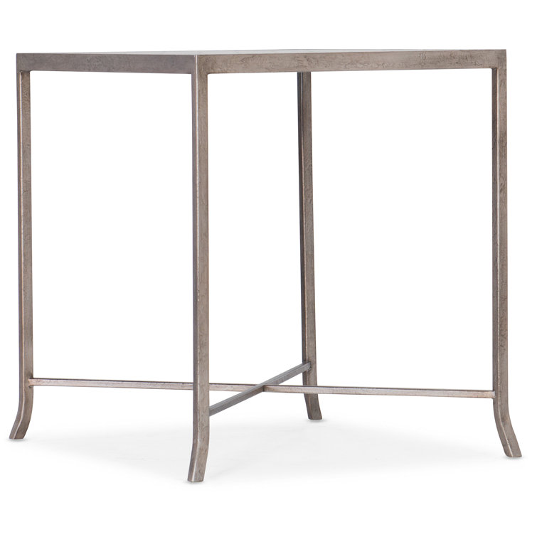 Silver Metal Rectangular Transitional Side Table