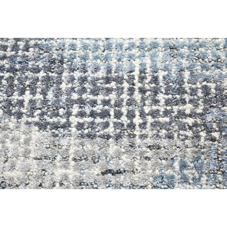 Handmade Blue Wool and Viscose 5' x 7' Tufted Rug