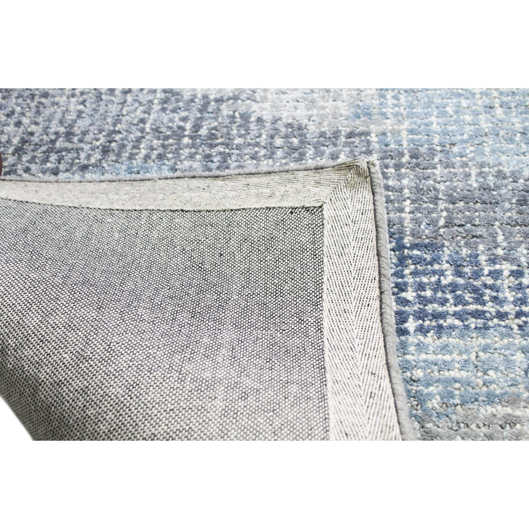 Handmade Blue Wool and Viscose 5' x 7' Tufted Rug