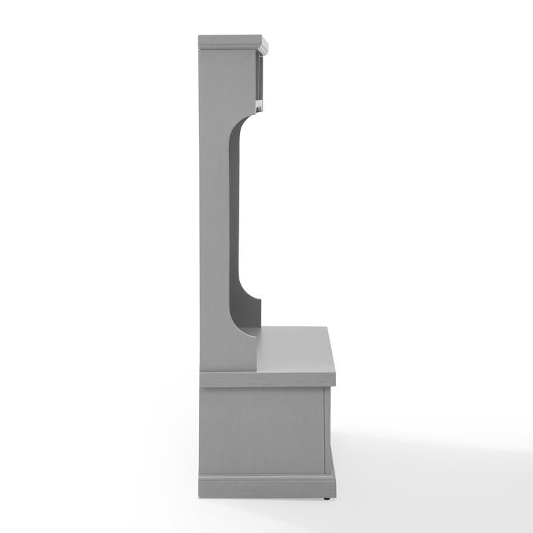 Distressed Gray Coastal Hall Tree with Storage and Hooks