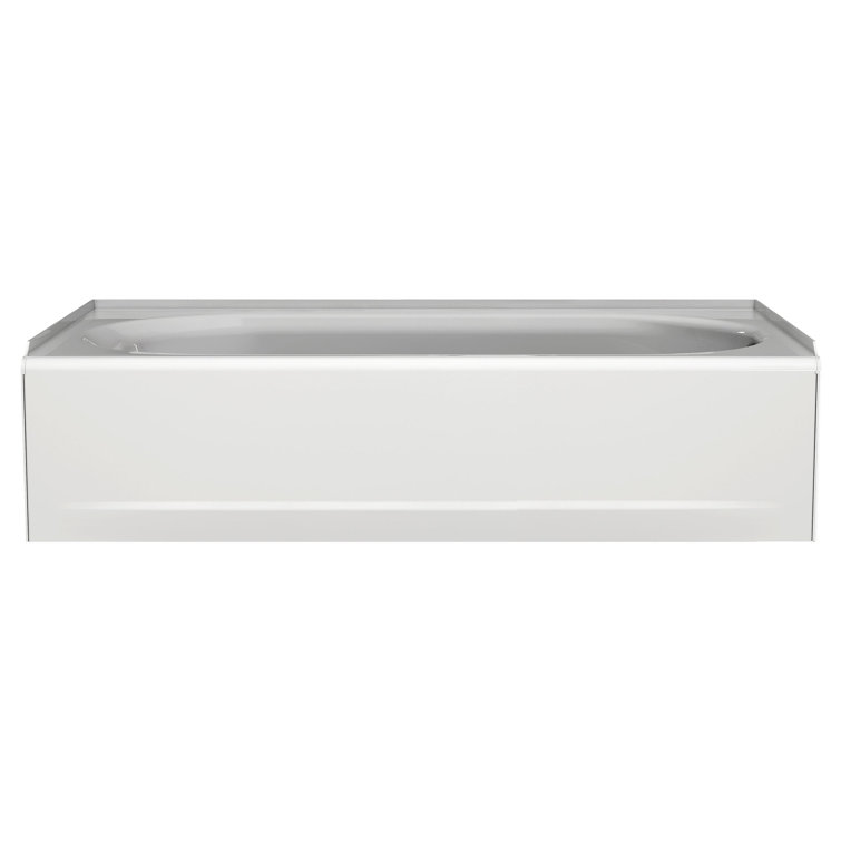White 61-Inch Cast Iron Alcove Bathtub with Right Hand Drain