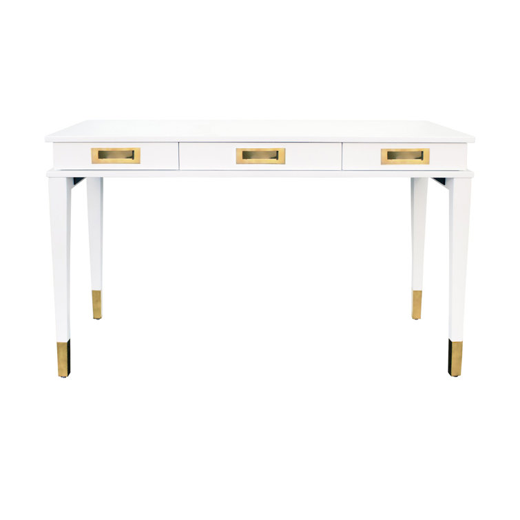 Contemporary Matte White 52" Home Office Desk with 3 Drawers