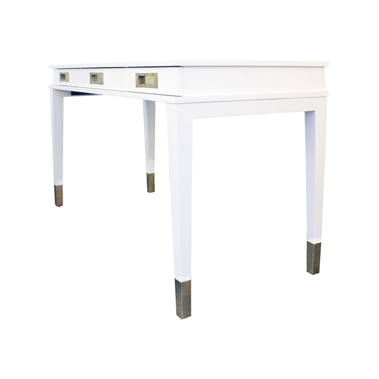 Contemporary Matte White 52" Home Office Desk with 3 Drawers
