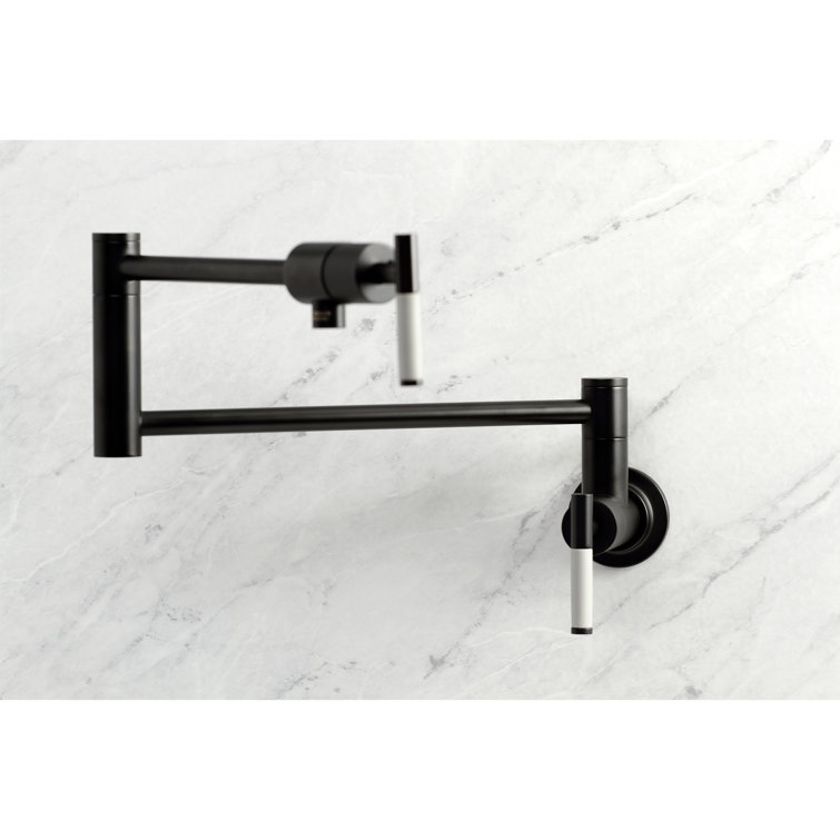 Matte Black Brass Wall Mount Pot Filler Faucet