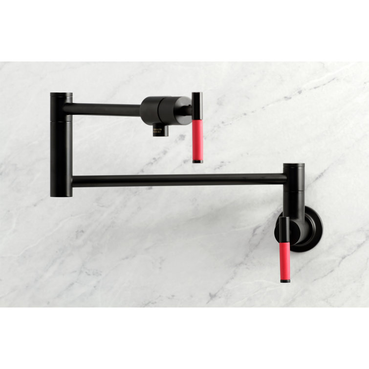 Matte Black Brass Wall Mount Pot Filler Faucet