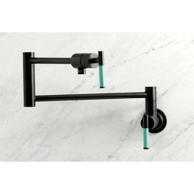Matte Black Brass Wall Mount Pot Filler Faucet