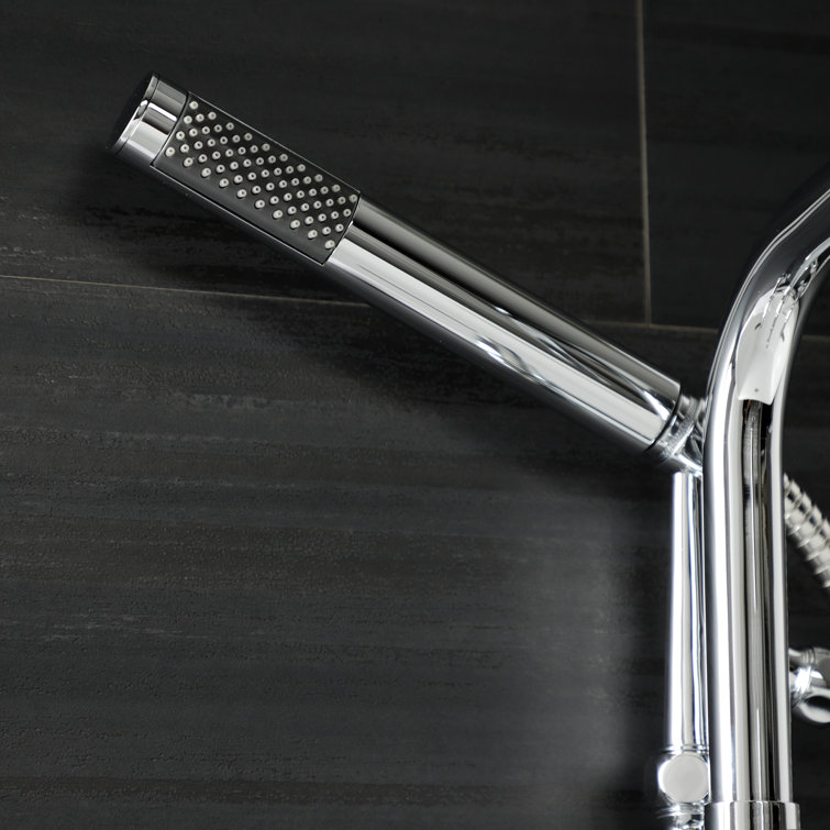 Polished Chrome Wall Mount Clawfoot Tub Faucet with Handheld Shower