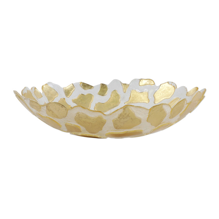 Rufolo Embossed Gold Giraffe Glass Serving Bowl