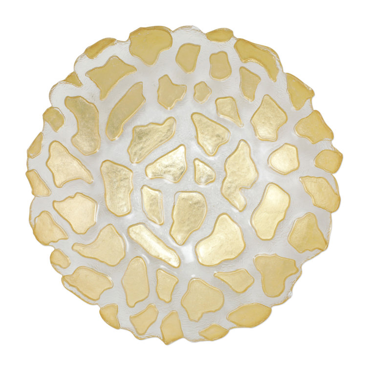 Rufolo Embossed Gold Giraffe Glass Serving Bowl