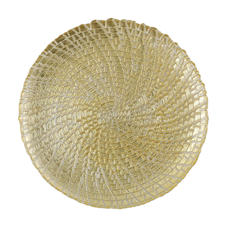 Handcrafted Gold Glass Round Charger Plate