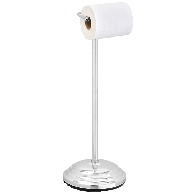 Chrome-Plated Freestanding Toilet Paper Holder with Weighted Base