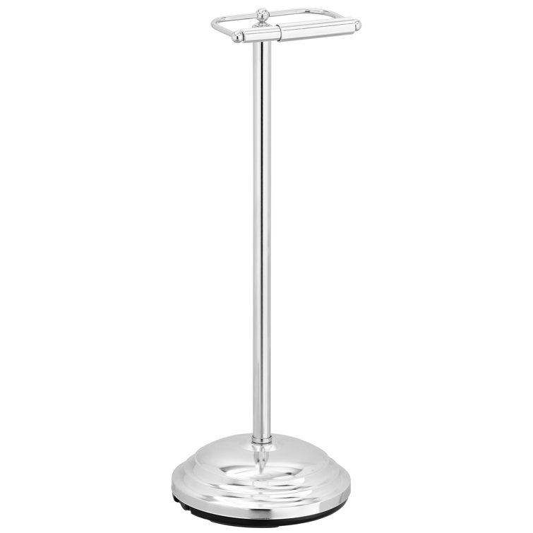 Chrome-Plated Freestanding Toilet Paper Holder with Weighted Base