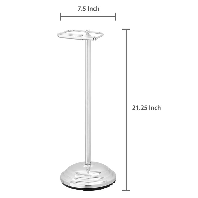 Chrome-Plated Freestanding Toilet Paper Holder with Weighted Base