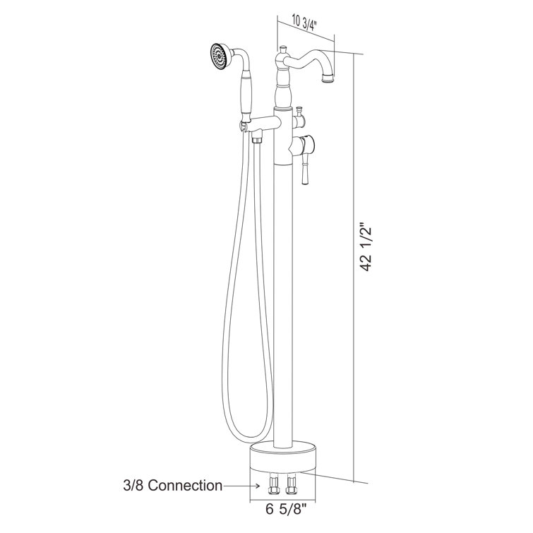 Matte Black Stainless Steel Freestanding Bathtub Faucet with Hand Shower