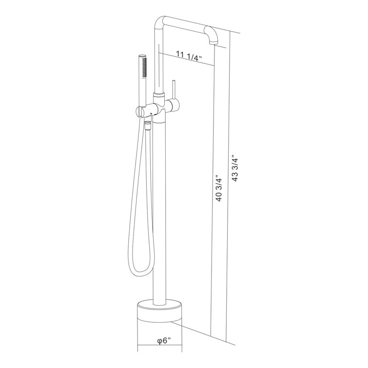 Matte Black Stainless Steel Freestanding Tub Filler with Hand Shower
