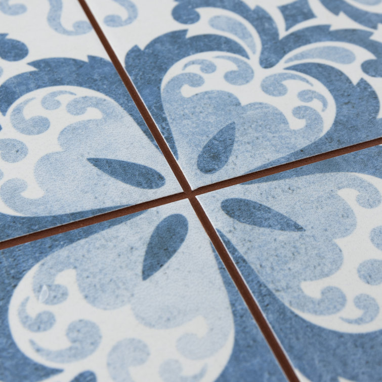Harmonia 13" x 13" Blue and White Ceramic Wall & Floor Tile