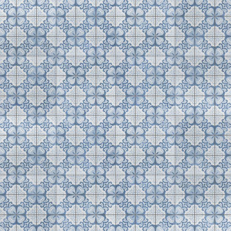 Harmonia 13" x 13" Blue and White Ceramic Wall & Floor Tile