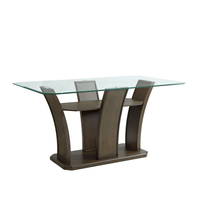Acton 5-Piece Glass Top Pedestal Dining Set with 4 Chairs