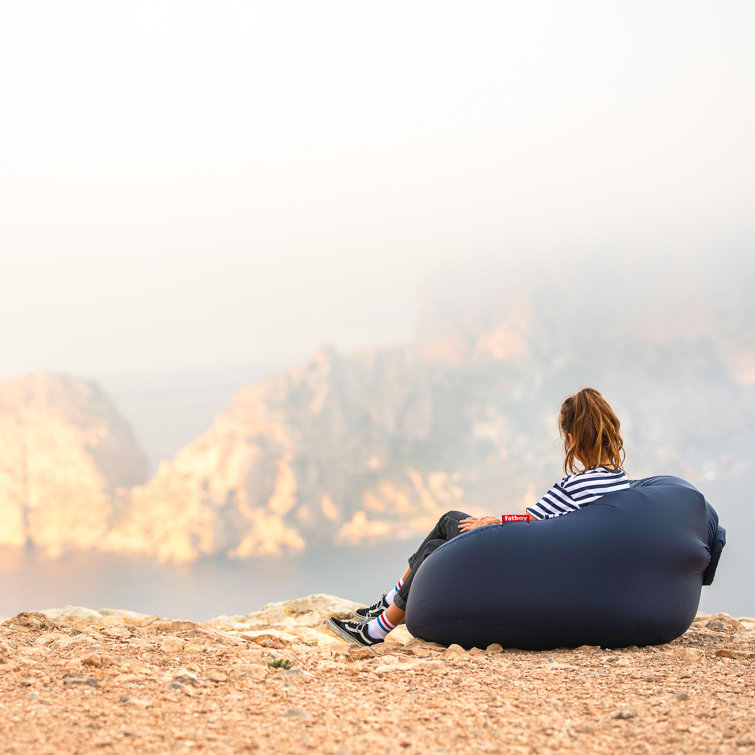Inflatable Dark Blue Nylon Outdoor Armchair with Zipper