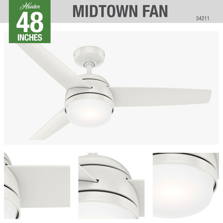 Midtown Fresh White 48" Contemporary Ceiling Fan with LED Light and Remote