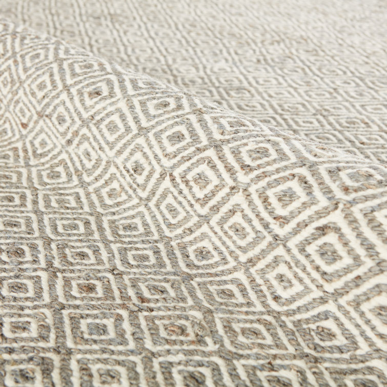 Transitional Diamond Elegance 8' x 10' Gray Wool & Jute Area Rug