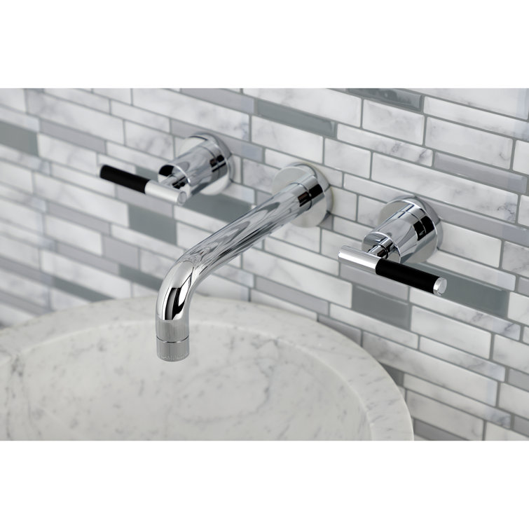 Kaiser Two-Handle Polished Chrome Wall Mount Bathroom Faucet