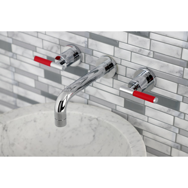 Kaiser Two-Handle Polished Chrome Wall Mount Bathroom Faucet