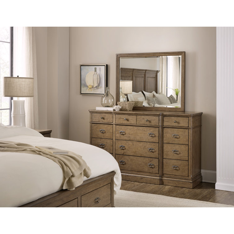 Transitional Carob Brown Solid Wood Rectangular Wall Mirror
