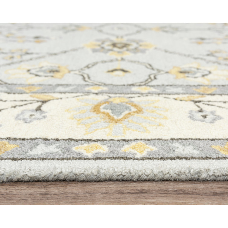 Handmade Light Gray and Beige Wool Tufted Rug