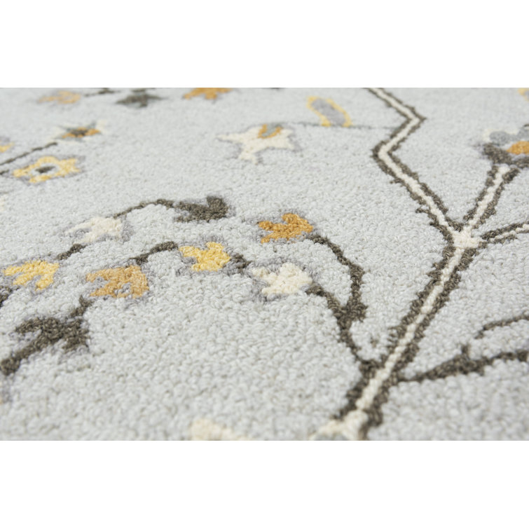 Handmade Light Gray and Beige Wool Tufted Rug