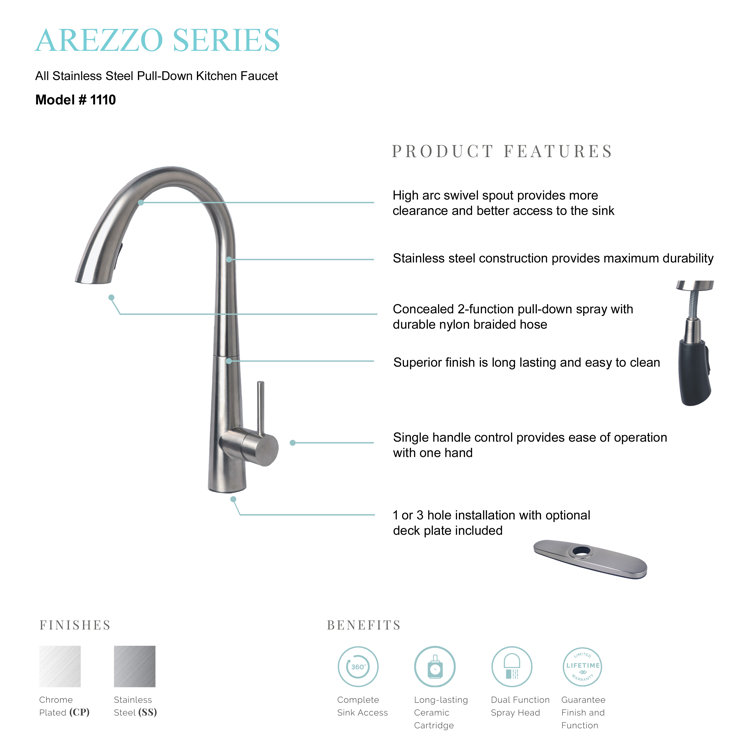 Stainless Steel Single Handle Pull-Down Kitchen Faucet