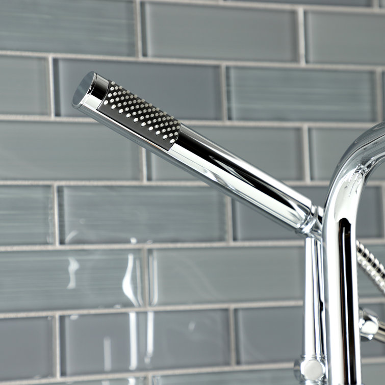 Polished Chrome Deck Mount Clawfoot Tub Faucet with Hand Shower