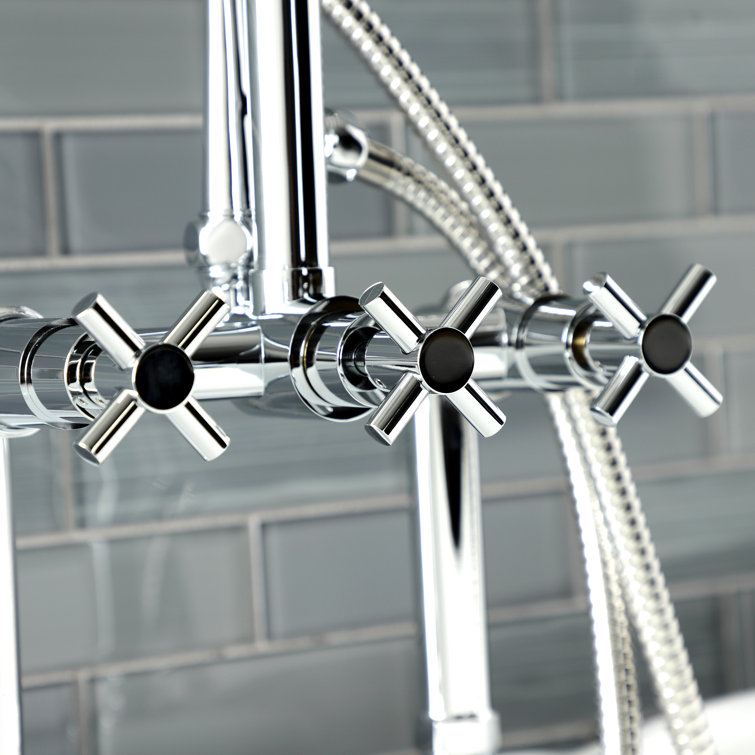 Polished Chrome Deck Mount Clawfoot Tub Faucet with Hand Shower