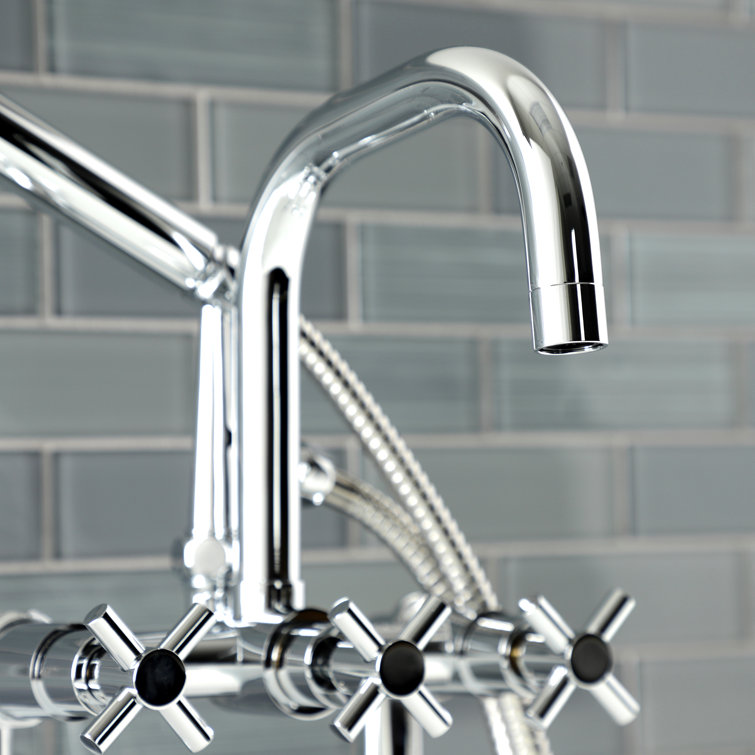 Polished Chrome Deck Mount Clawfoot Tub Faucet with Hand Shower